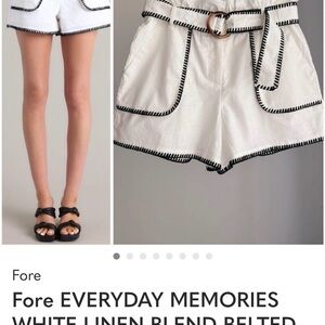 Fore EVERYDAY MEMORIES WHITE LINEN BLEND BELTED SHORTS LINED Large